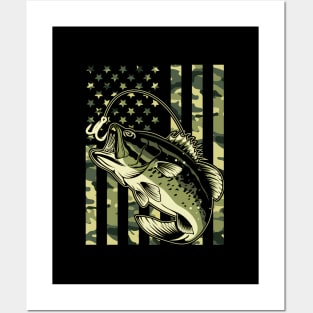 Fishing For Bass Fish Fisher Fishing Camouflage Posters and Art